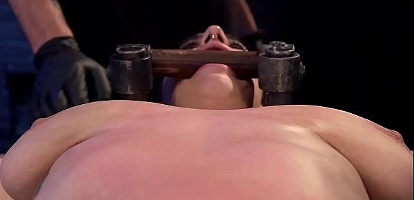  Brunette with natural big tits in bdsm